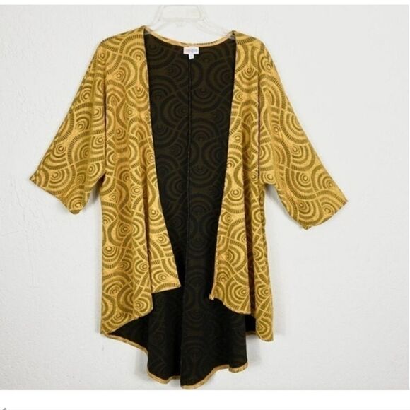 NWOT LuLaRoe Lindsey Cardigan/Duster/Kamona Cape...Gold and Black GORGEOUS - Picture 1 of 5